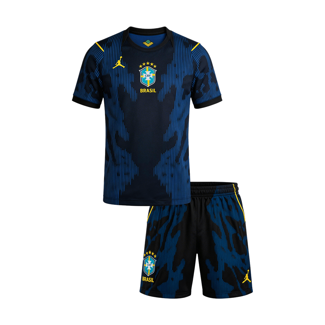 Kid's Brazil Away Soccer Jersey Kit(Jersey+Shorts) World Cup 2026 Navy