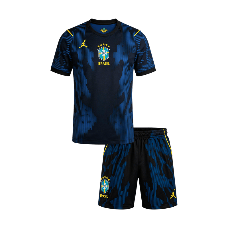 Kid's Brazil Away Soccer Jersey Kit(Jersey+Shorts) World Cup 2026 Navy