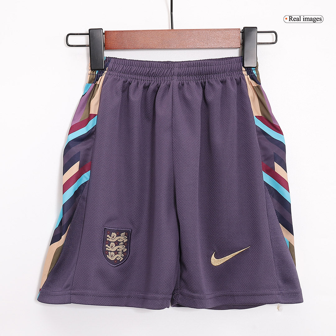 Camiseta de visitante de Inglaterra para la Eurocopa 2024 para niños (camiseta y pantalón corto)
