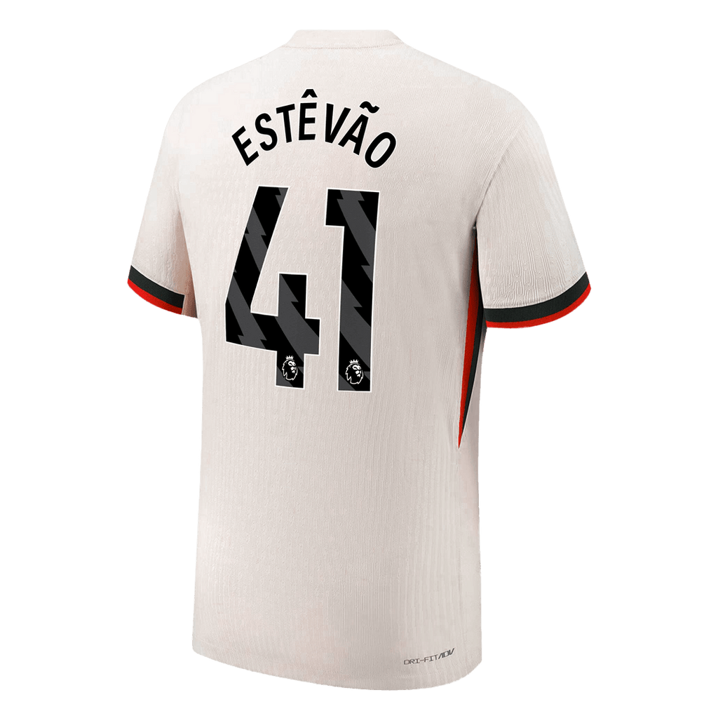 ESTÊVÃO #41 Maillot de football authentique Chelsea extérieur 2025/26 Blanc