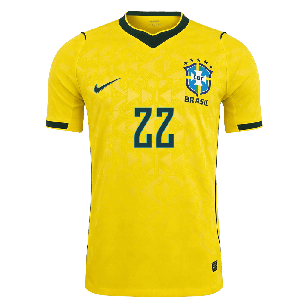 JOÃO PEDRO #22 Player Version Brazil Home Soccer Jersey World Cup 2026 Yellow