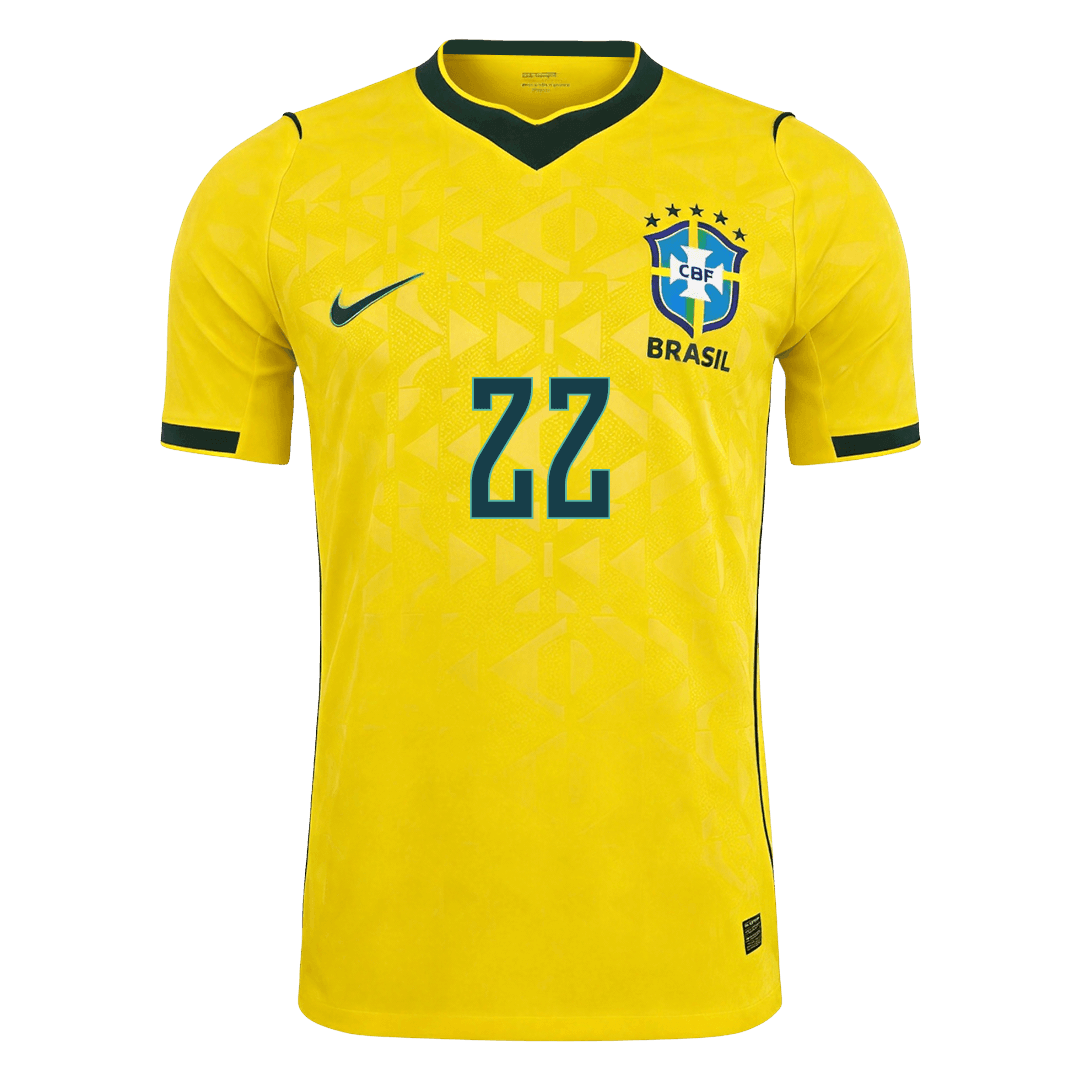 JOÃO PEDRO #22 Player Version Brazil Home Soccer Jersey World Cup 2026 Yellow
