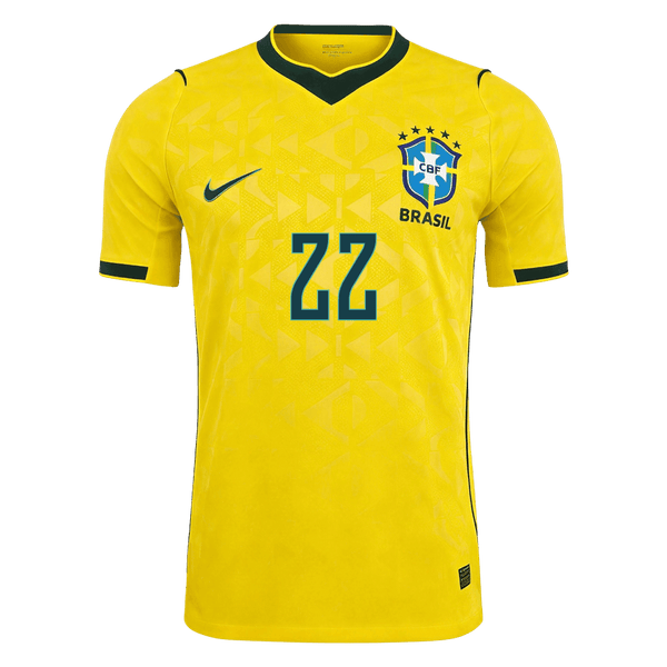 JOÃO PEDRO #22 Player Version Brazil Home Soccer Jersey World Cup 2026 Yellow