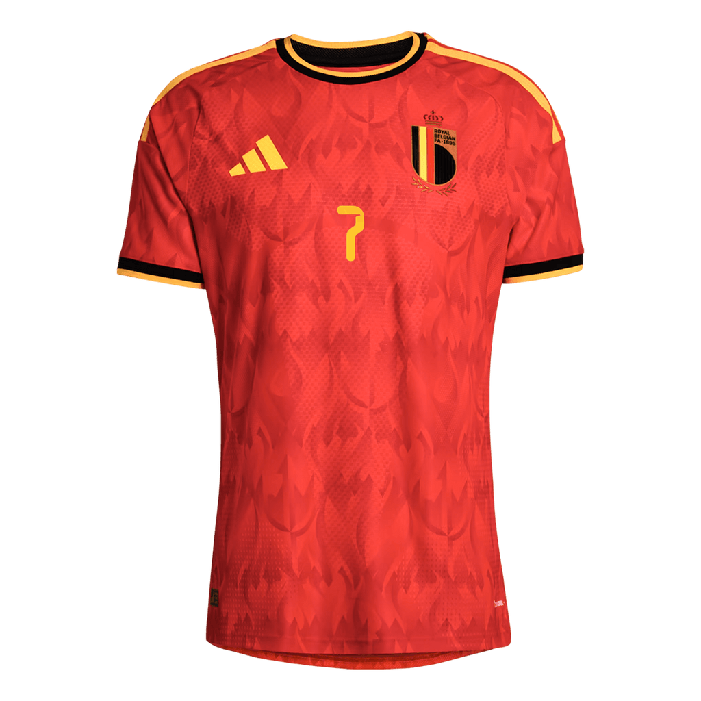 Maillot de football domicile authentique 2026 de De Bruyne, Belgique, numéro 7