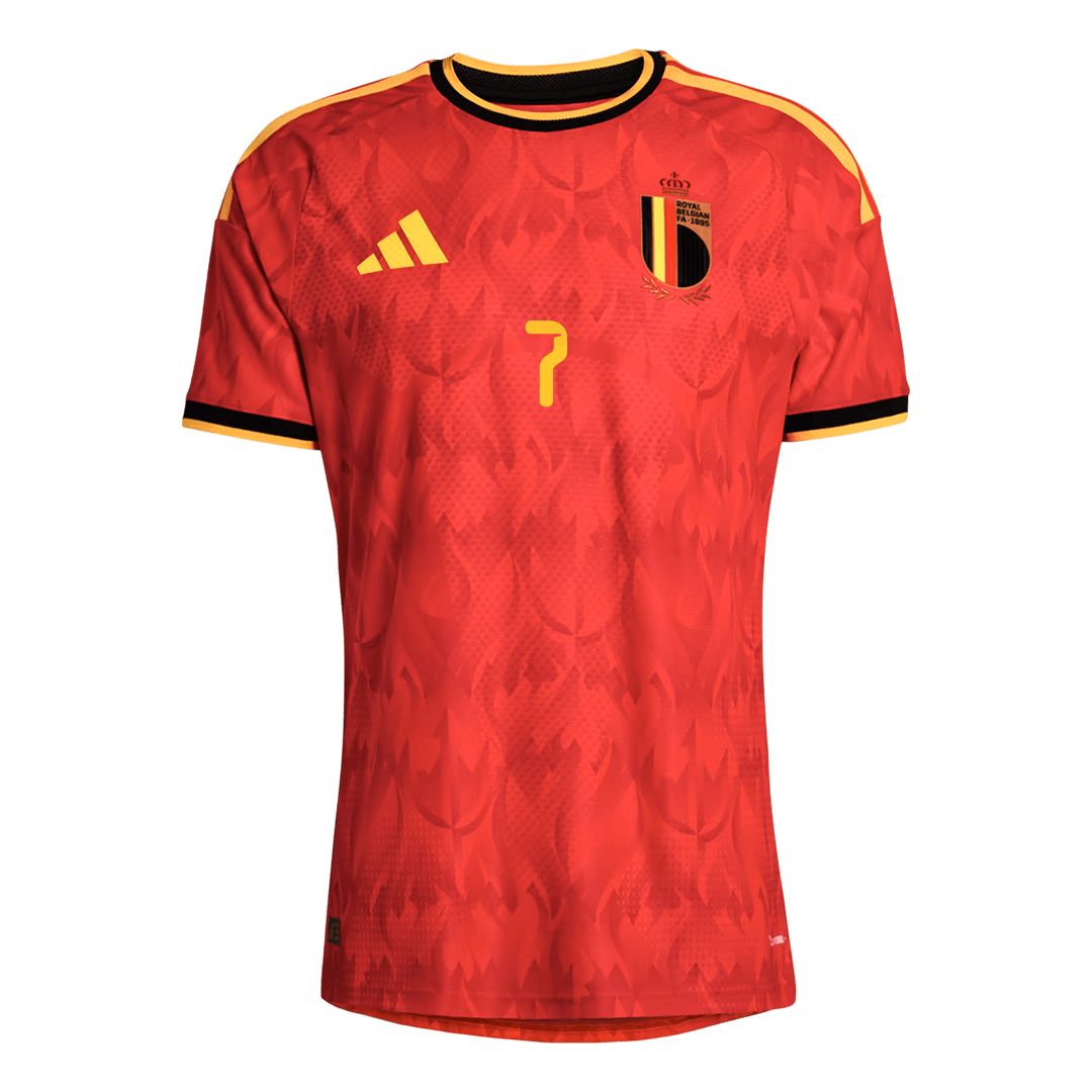Maillot de football domicile authentique 2026 de De Bruyne, Belgique, numéro 7
