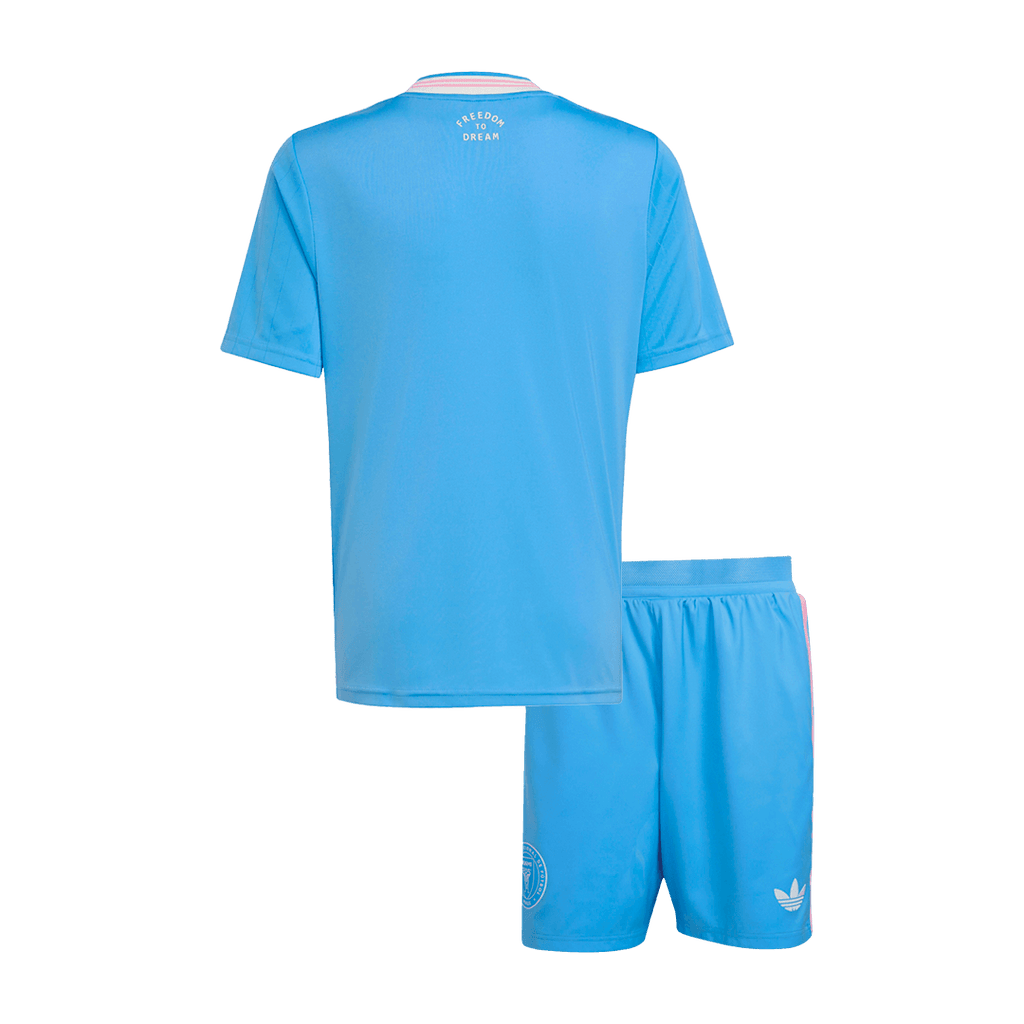 Kid's Inter Miami Third away Soccer Jersey Kit(Jersey+Shorts) 2025 Blue