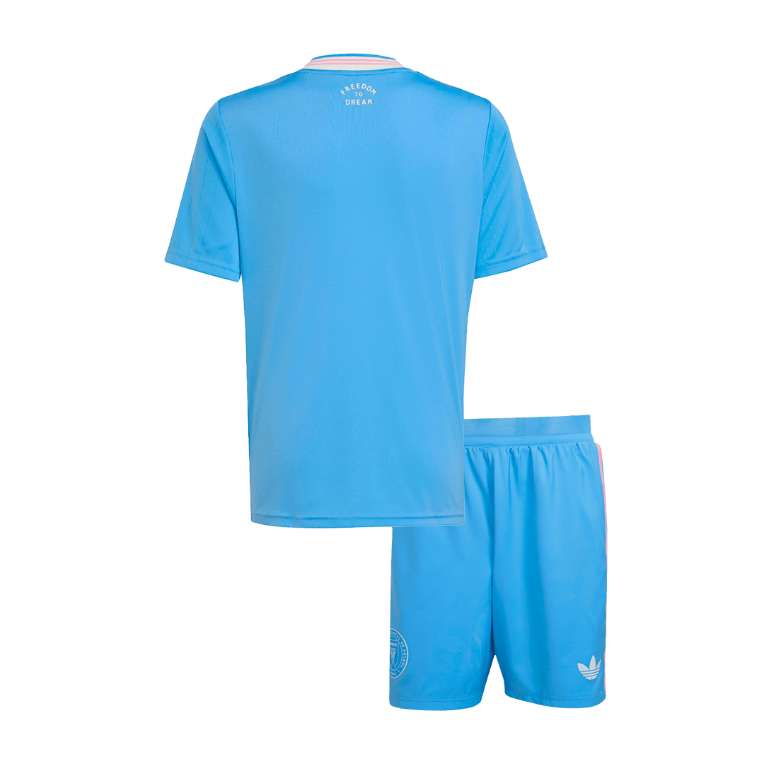 Kid's Inter Miami Third away Soccer Jersey Kit(Jersey+Shorts) 2025 Blue