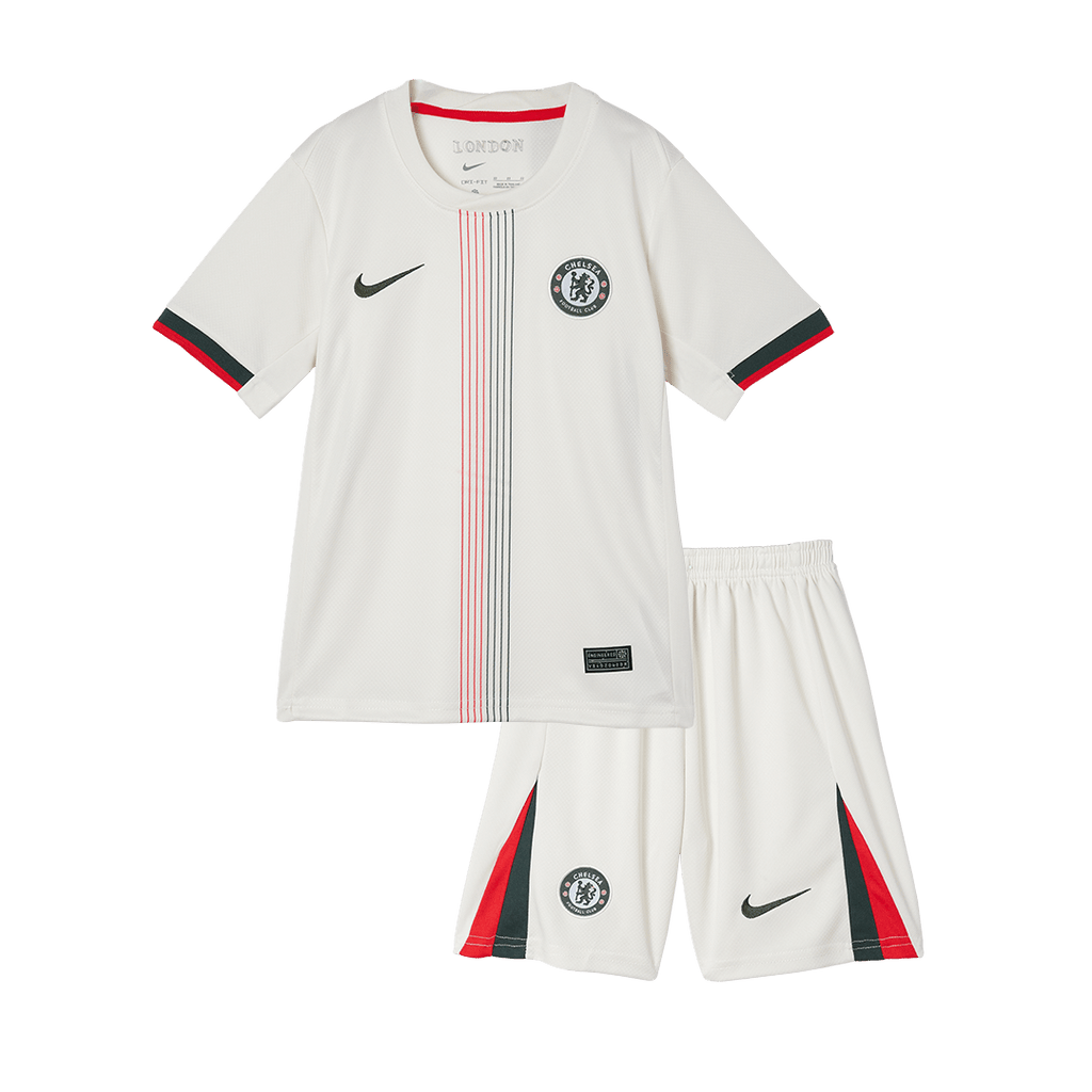 Camiseta de visitante del Chelsea 2025/26 para niños (camiseta y pantalón corto)