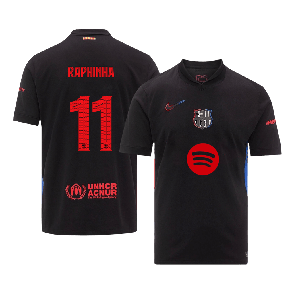 Barcelona RAPHINHA #11 Away Jersey 2024/25 - UCL Edition (Spotify Logo Without Text) - Football Shirt | SmartJerseys | Official Quality