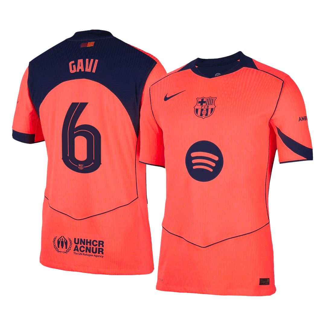 GAVI #6 Authentic Barcelona Third Away Soccer Jersey 25/26 Orange- UCL - Football Shirt | SmartJerseys | Official Quality