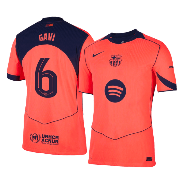 GAVI #6 Authentic Barcelona Third Away Soccer Jersey 25/26 Orange- UCL - Football Shirt | SmartJerseys | Official Quality