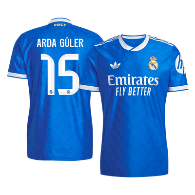 ARDA GÜLER #15 Authentic Real Madrid Third Away Soccer Jersey 2025/26 Blue