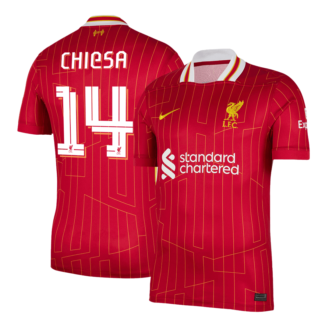 Liverpool CHIESA #14 Home Soccer Jersey 2024/25 - UCL Edition - Football Shirt | SmartJerseys | Official Quality