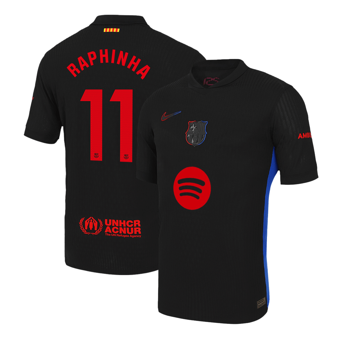 Barcelona RAPHINHA #11 Away Soccer Jersey Authentic 2024/25 -（Spotify Logo Without Text） - Football Shirt | SmartJerseys | Official Quality