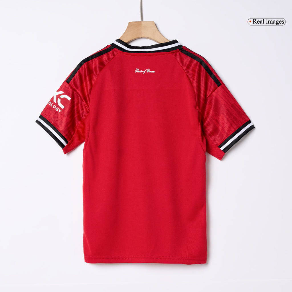 Kid's Manchester United Home Soccer Jersey Kit(Jersey+Shorts+Socks) 2025/26 Red