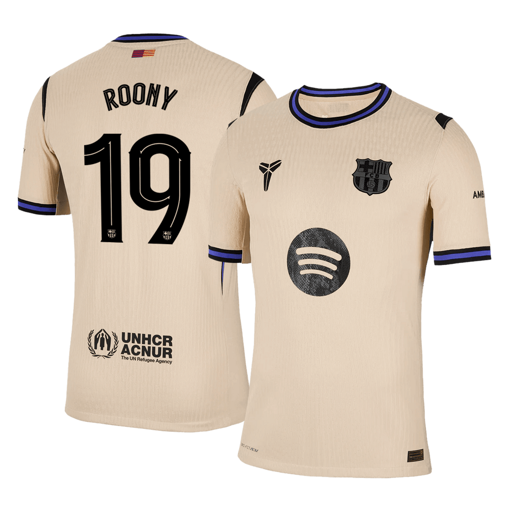 ROONY #19 Authentic Barcelona Away Soccer Jersey 2025/26 Yellow - UCL - Football Shirt | SmartJerseys | Official Quality