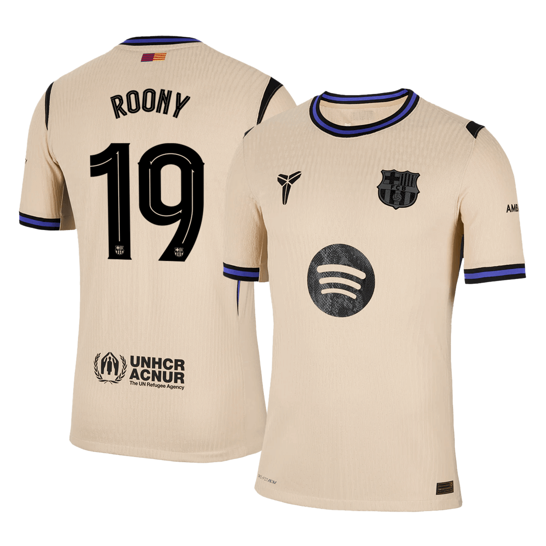 ROONY #19 Authentic Barcelona Away Soccer Jersey 2025/26 Yellow - UCL - Football Shirt | SmartJerseys | Official Quality