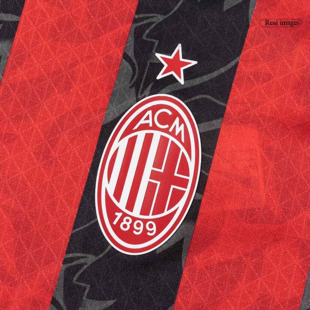 Camiseta auténtica de local del AC Milan 2025/26, roja y negra