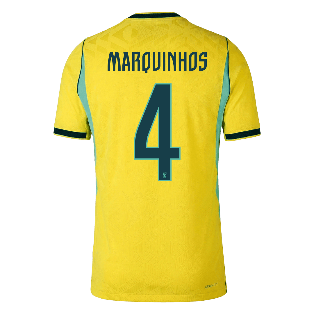 MARQUINHOS #4 Player Version Brazil Home Soccer Jersey World Cup 2026 Yellow