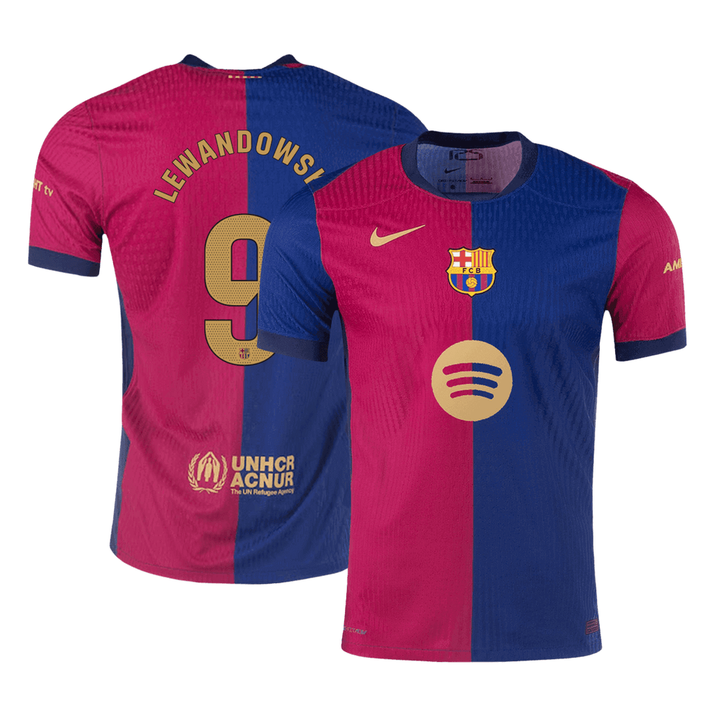 Barcelona LEWANDOWSKI #9 Home Soccer Jersey Authentic 2024/25- Spotify Logo Without Text - Football Shirt | SmartJerseys | Official Quality