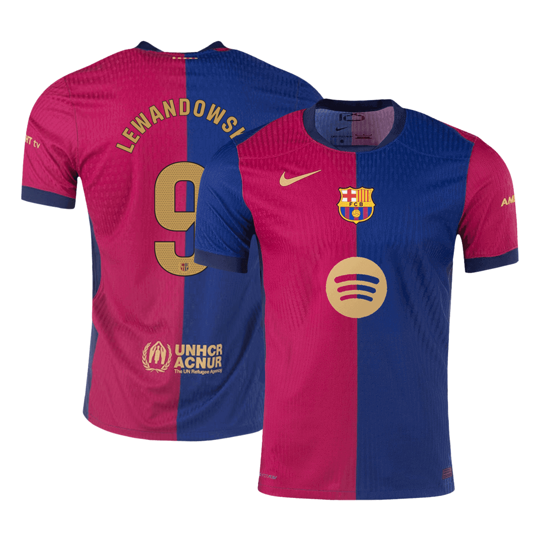 Barcelona LEWANDOWSKI #9 Home Soccer Jersey Authentic 2024/25- Spotify Logo Without Text - Football Shirt | SmartJerseys | Official Quality