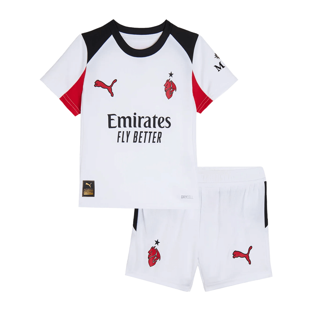 Kid's AC Milan Away Soccer Jersey Kit(Jersey+Shorts) 25/26 White - Football Shirt | SmartJerseys | Official Quality