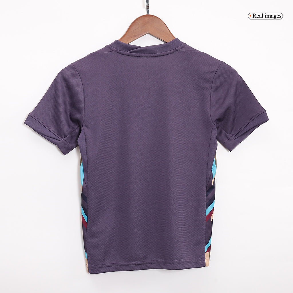 Camiseta de visitante de Inglaterra para la Eurocopa 2024 para niños (camiseta y pantalón corto)
