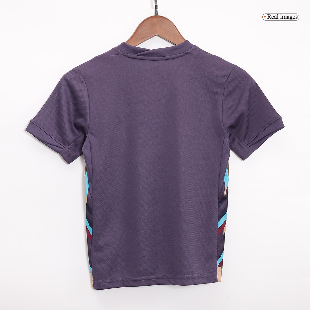 Camiseta de visitante de Inglaterra para la Eurocopa 2024 para niños (camiseta y pantalón corto)