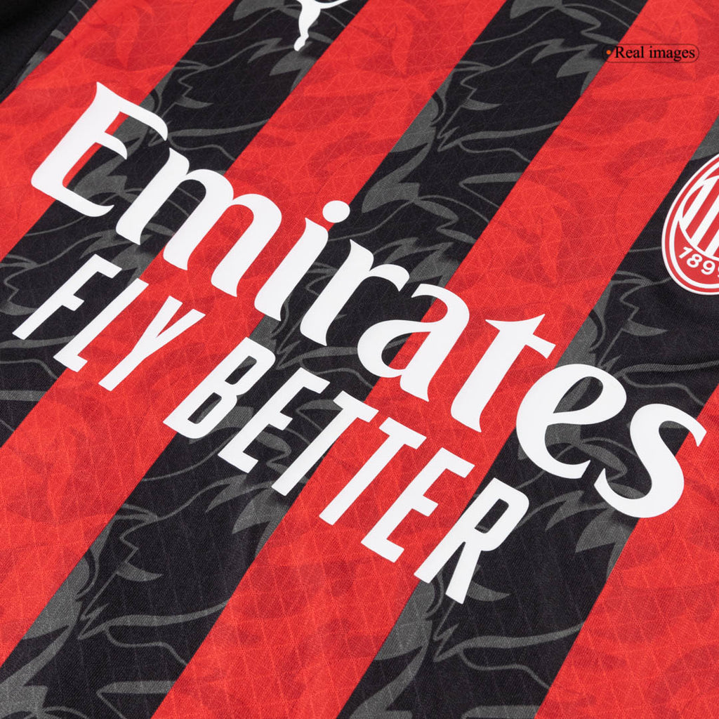 Camiseta auténtica de local del AC Milan 2025/26, roja y negra