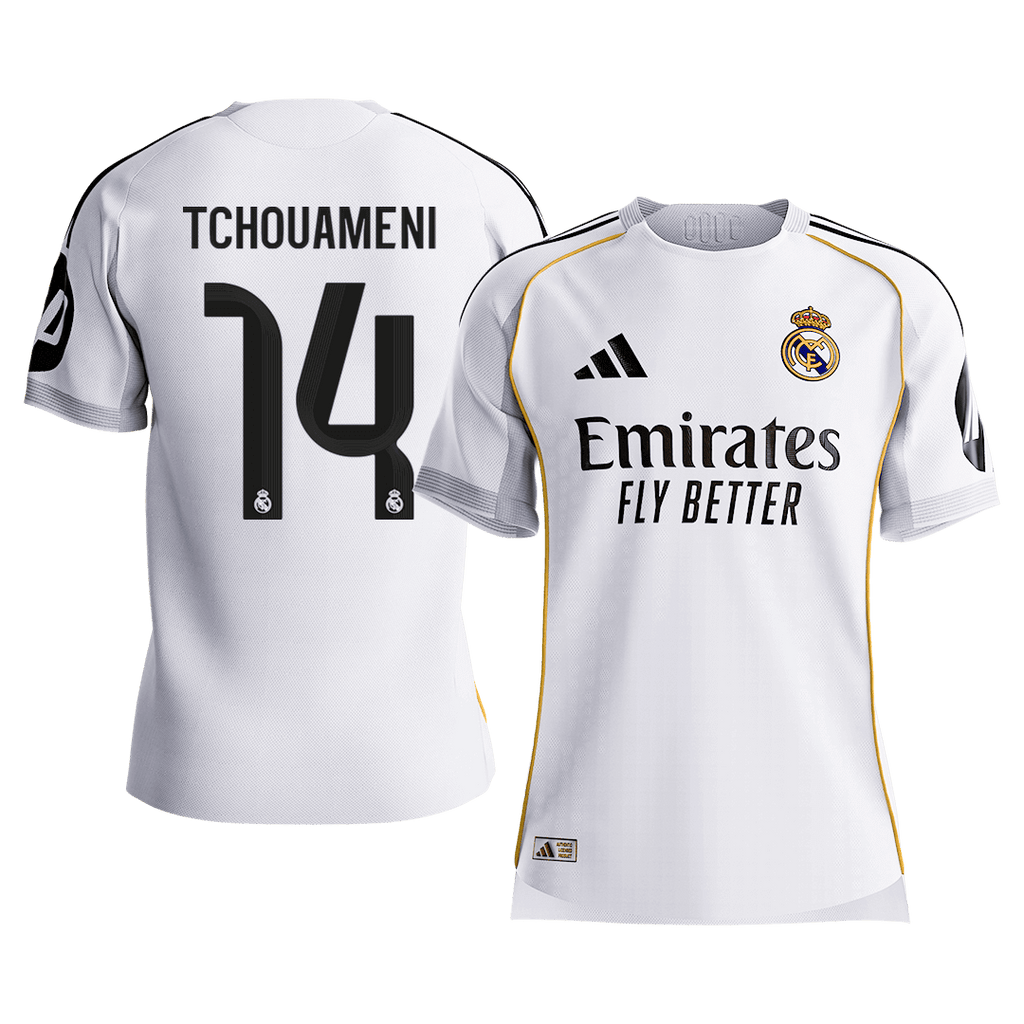 TCHOUAMENI #14 Authentic Real Madrid Home Soccer Jersey 2025/26 White - Football Shirt | SmartJerseys | Official Quality