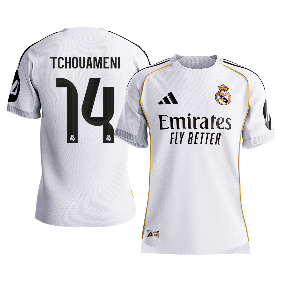 TCHOUAMENI #14 Authentic Real Madrid Home Soccer Jersey 2025/26 White - Football Shirt | SmartJerseys | Official Quality