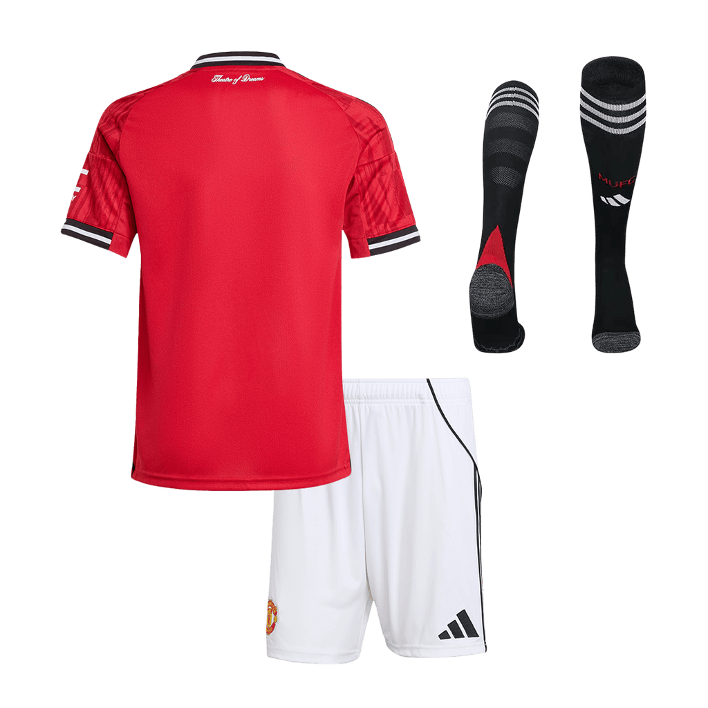 Kid's Manchester United Home Soccer Jersey Kit(Jersey+Shorts+Socks) 2025/26 Red