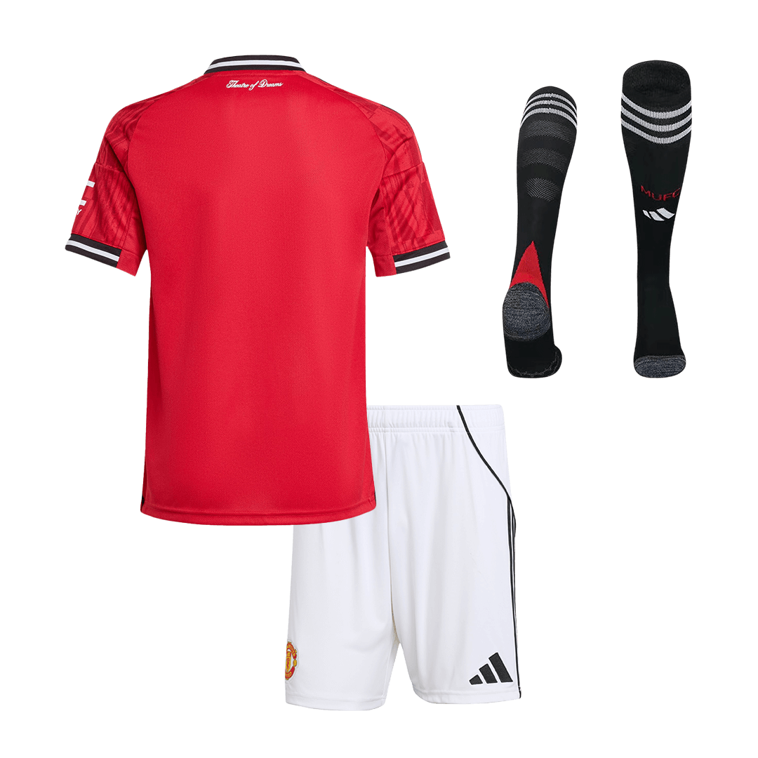 Kid's Manchester United Home Soccer Jersey Kit(Jersey+Shorts+Socks) 2025/26 Red