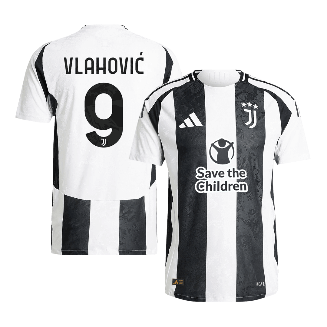 Juventus VLAHOVIĆ #9 Home Soccer Jersey Authentic 2024/25- Save The Children Sponsor - Football Shirt | SmartJerseys | Official Quality
