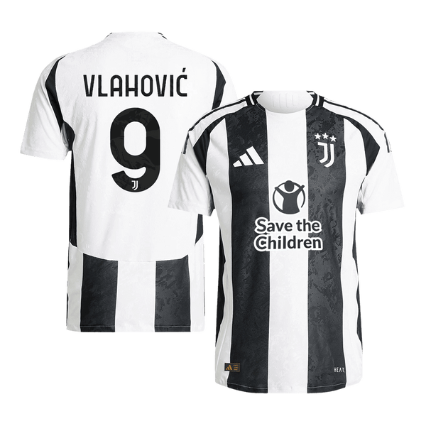 Juventus VLAHOVIĆ #9 Home Soccer Jersey Authentic 2024/25- Save The Children Sponsor - Football Shirt | SmartJerseys | Official Quality