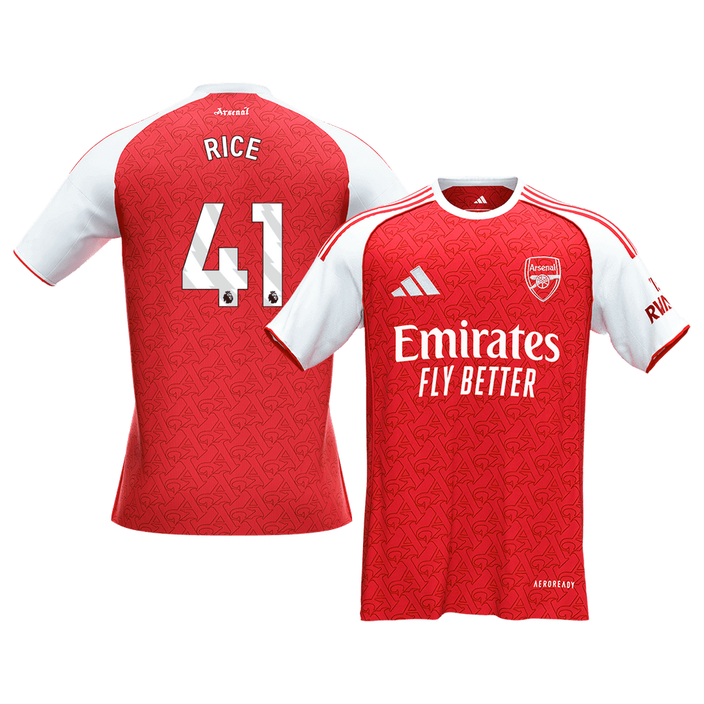 RICE #41 Arsenal Home Soccer Jersey 2025/26 Red - Football Shirt | SmartJerseys | Official Quality