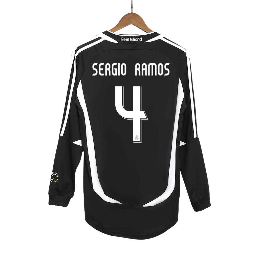 Real Madrid SERGIO RAMOS #4 Long Sleeve Away Soccer Jersey Retro 2006/07 - Football Shirt | SmartJerseys | Official Quality