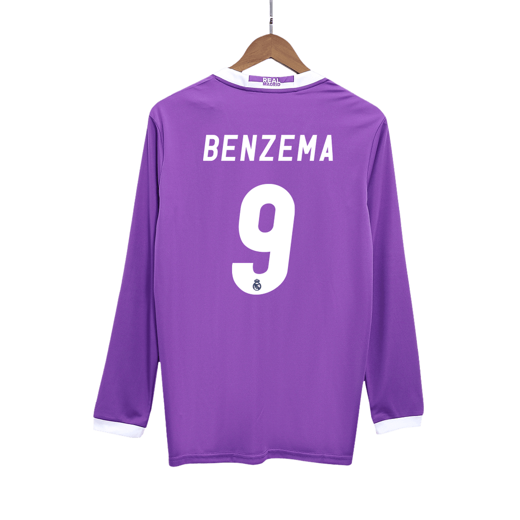 Real Madrid BENZEMA #9 Away Soccer Jersey Retro 2016/17 - Long Sleeve - Football Shirt | SmartJerseys | Official Quality