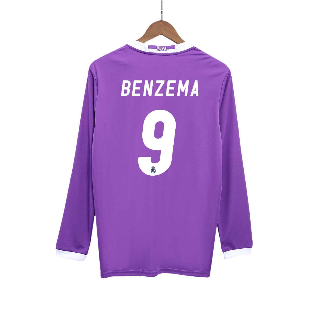Real Madrid BENZEMA #9 Away Soccer Jersey Retro 2016/17 - Long Sleeve - Football Shirt | SmartJerseys | Official Quality