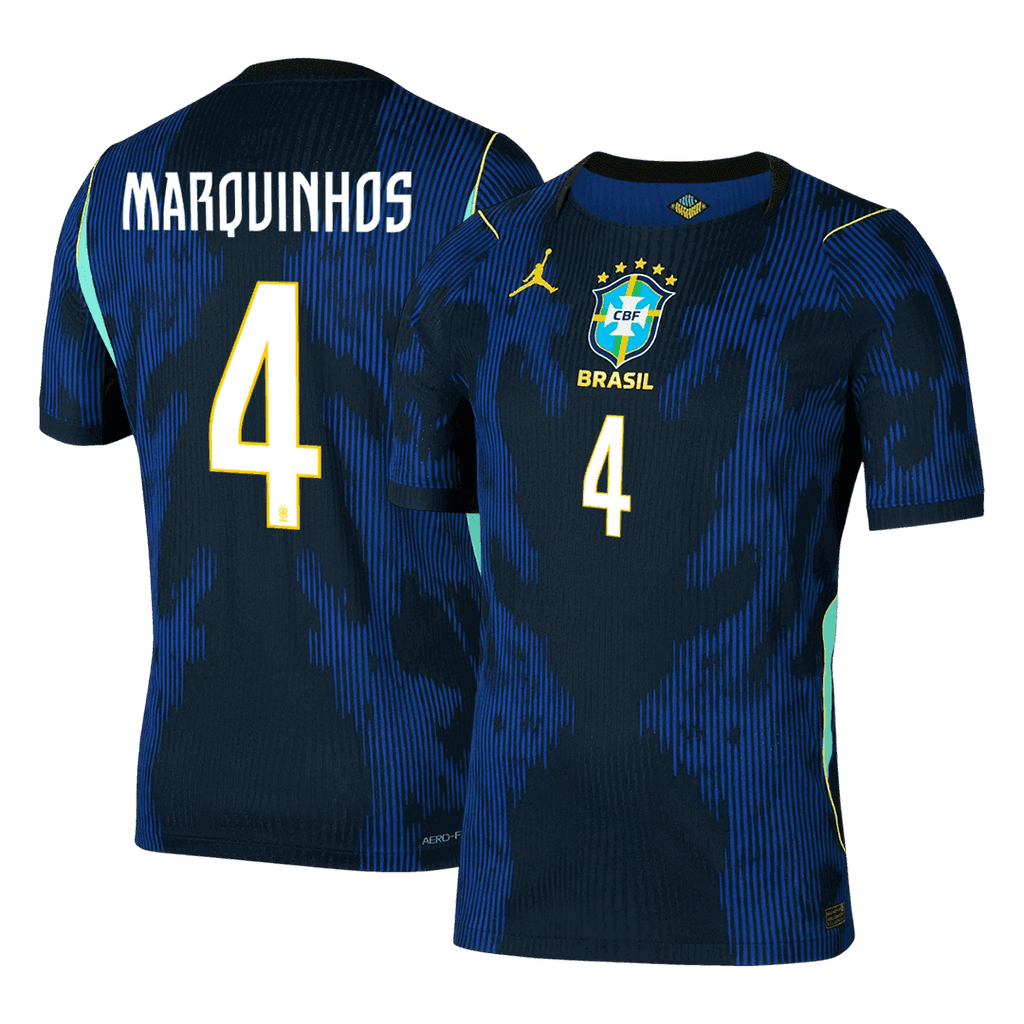 MARQUINHOS #4 Player Version Brazil Away Soccer Jersey World Cup 2026 Navy