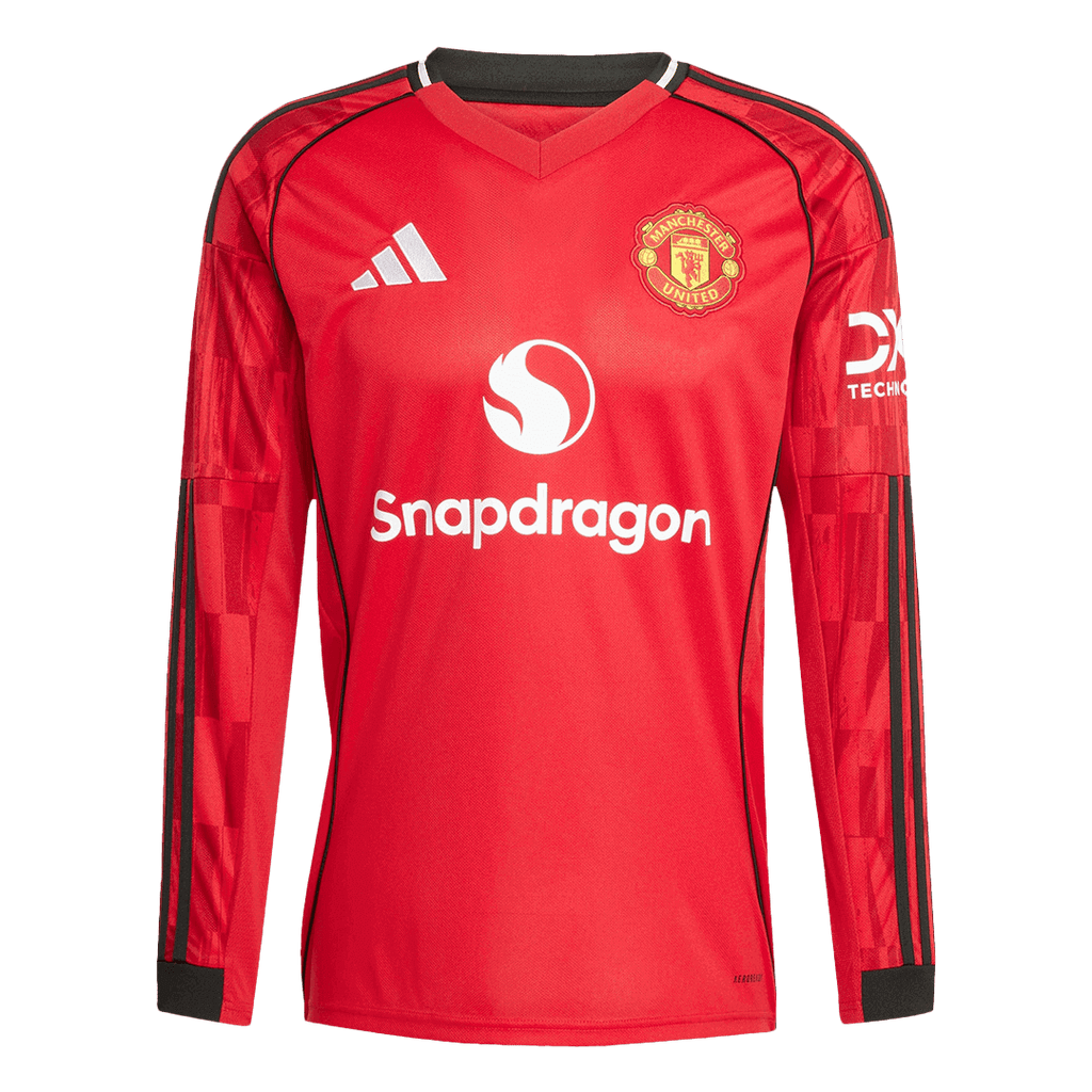 Manchester United Long Sleeve Home Soccer Jersey 2025/26 - Football Shirt | SmartJerseys | Official Quality