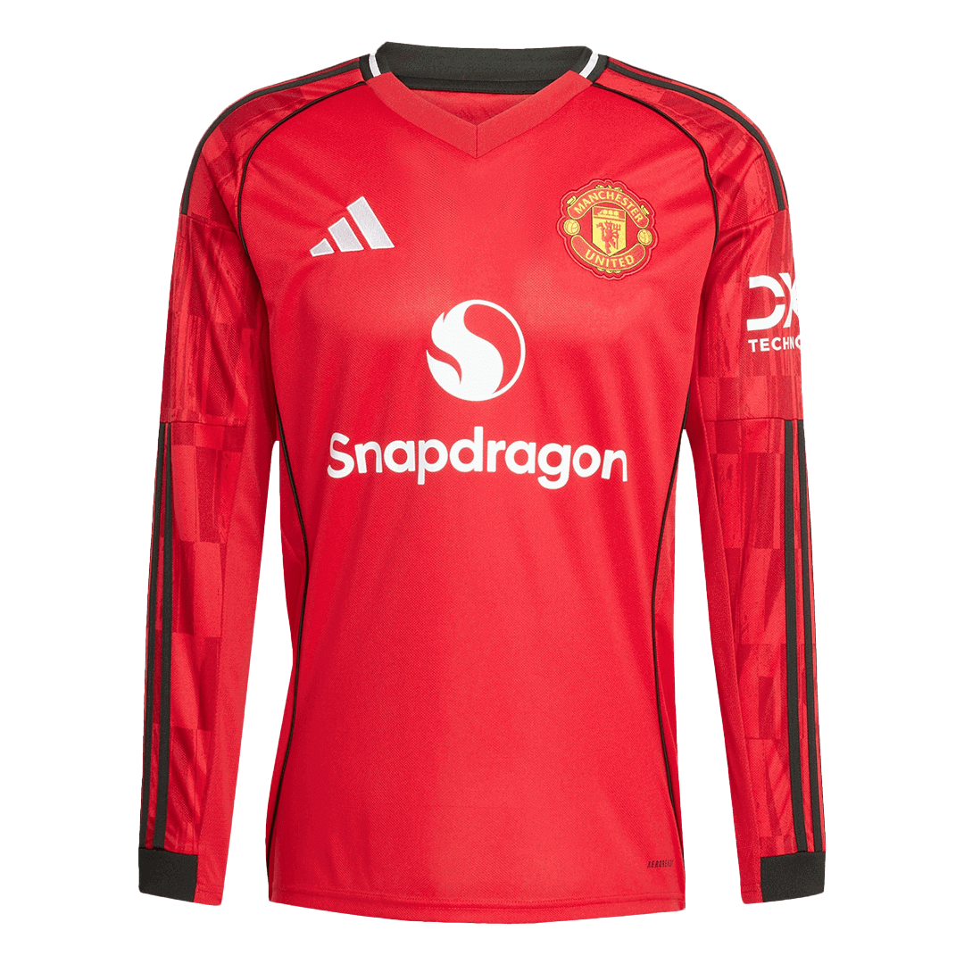 Manchester United Long Sleeve Home Soccer Jersey 2025/26 - Football Shirt | SmartJerseys | Official Quality