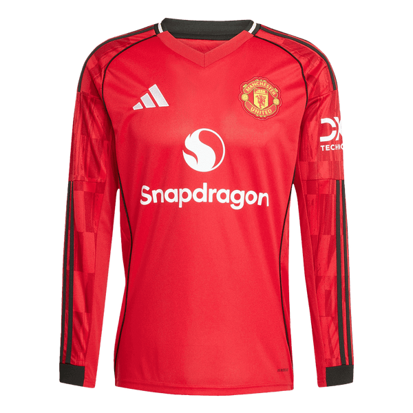 Manchester United Long Sleeve Home Soccer Jersey 2025/26 - Football Shirt | SmartJerseys | Official Quality