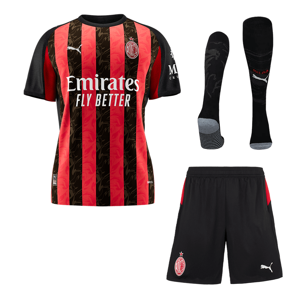 AC Milan Home Soccer Jersey Kit(Jersey+Shorts+Socks) 2025/26 Red&Black - Football Shirt | SmartJerseys | Official Quality