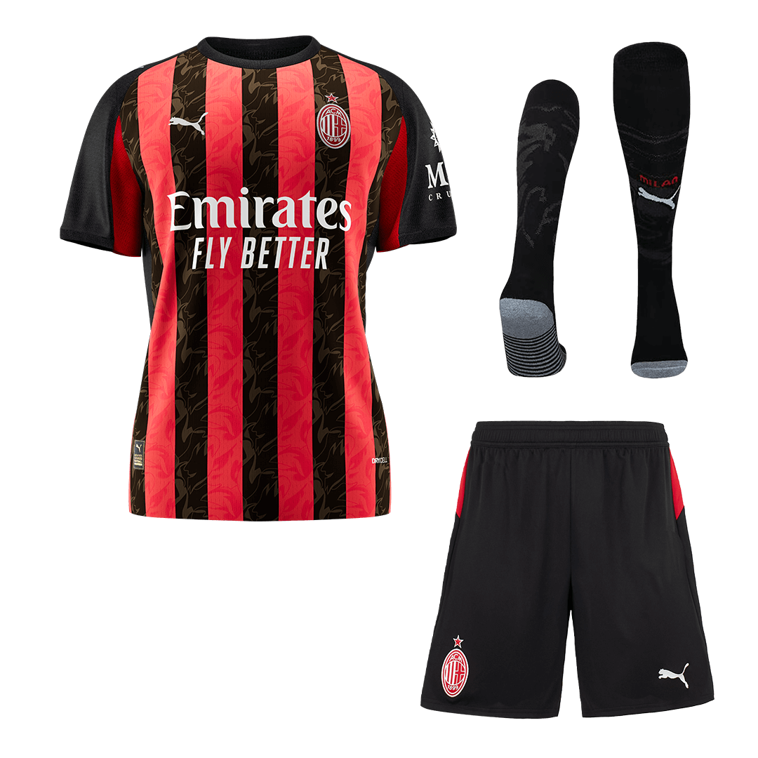 AC Milan Home Soccer Jersey Kit(Jersey+Shorts+Socks) 2025/26 Red&Black - Football Shirt | SmartJerseys | Official Quality