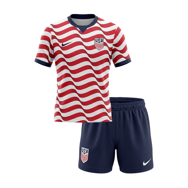 Kids USMNT Home Soccer Jersey Kit(Jersey+Shorts) World Cup 2026 Red&White