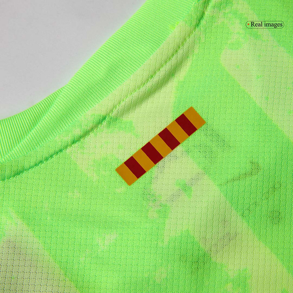Camiseta de fútbol visitante del Barcelona 2024/25 para niños (camiseta y pantalón corto) - UCL (logotipo de Spotify sin texto)