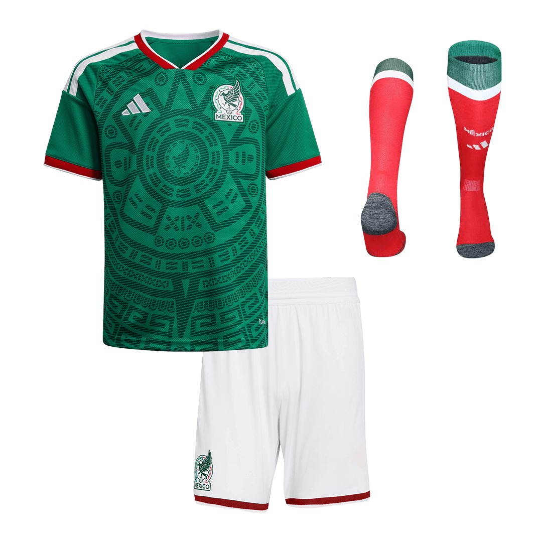 Kid's Mexico Home Soccer Jersey Kit(Jersey+Shorts+Socks) 25/26 Green - Football Shirt | SmartJerseys | Official Quality