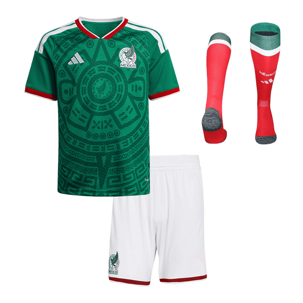 Kid's Mexico Home Soccer Jersey Kit(Jersey+Shorts+Socks) 25/26 Green - Football Shirt | SmartJerseys | Official Quality