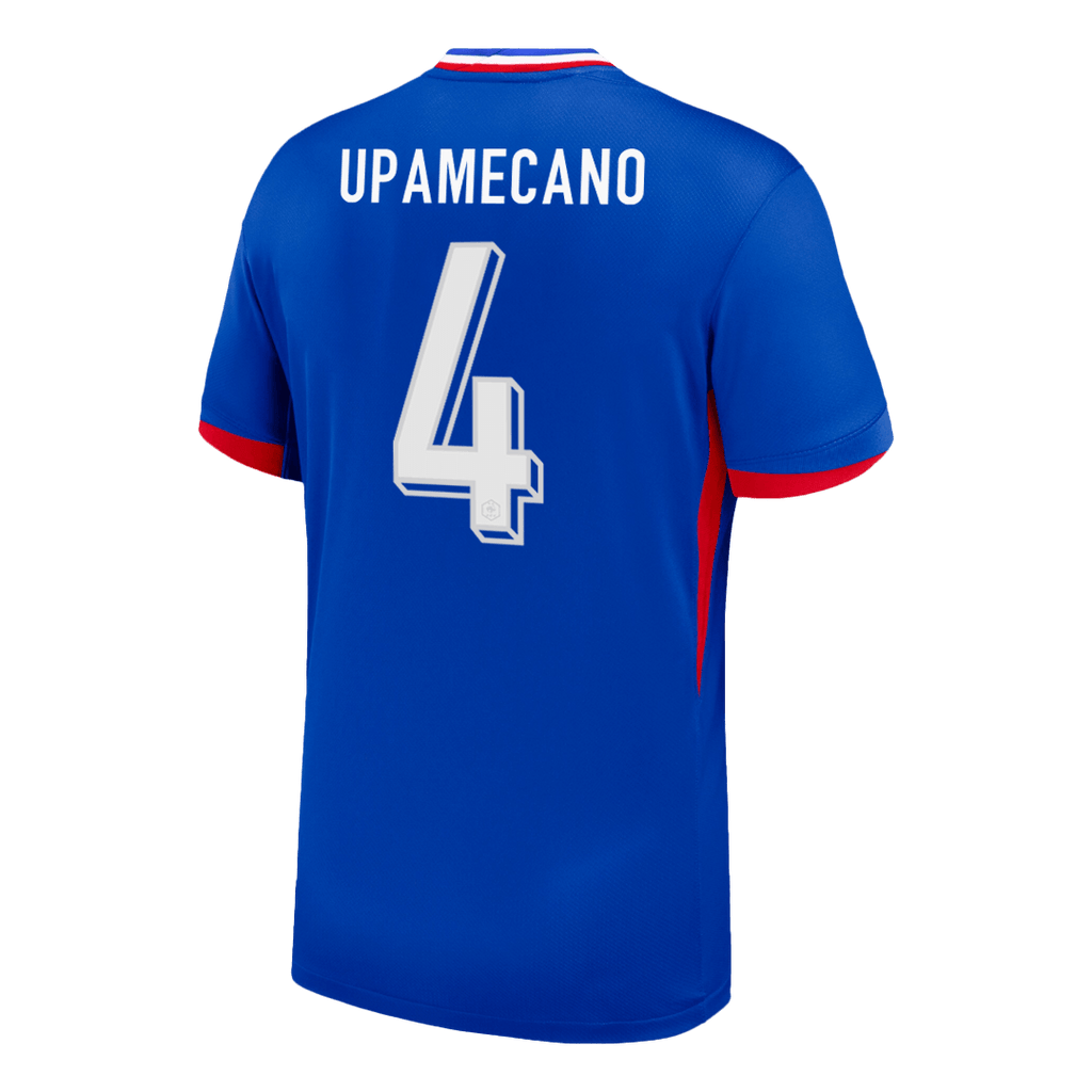UPAMECANO #4 Maillot domicile de l'Euro 2024 de l'équipe de France, bleu 